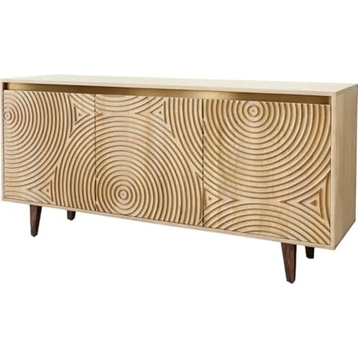 Kommode Budaya 150 cm Mango Natur 3 Türen Fuß vierkant