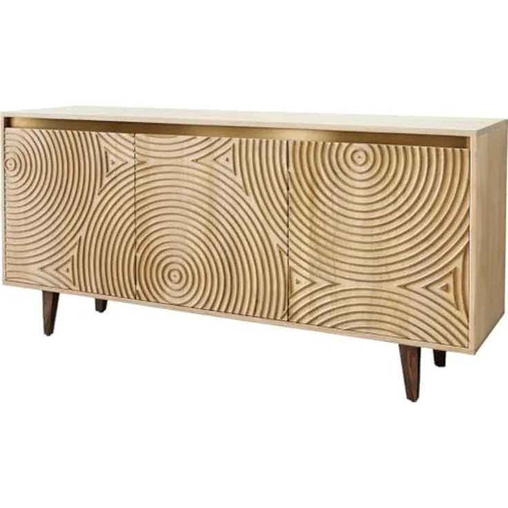 Kommode Budaya 150 cm Mango Natur 3 Türen Fuß vierkant – Bild 1