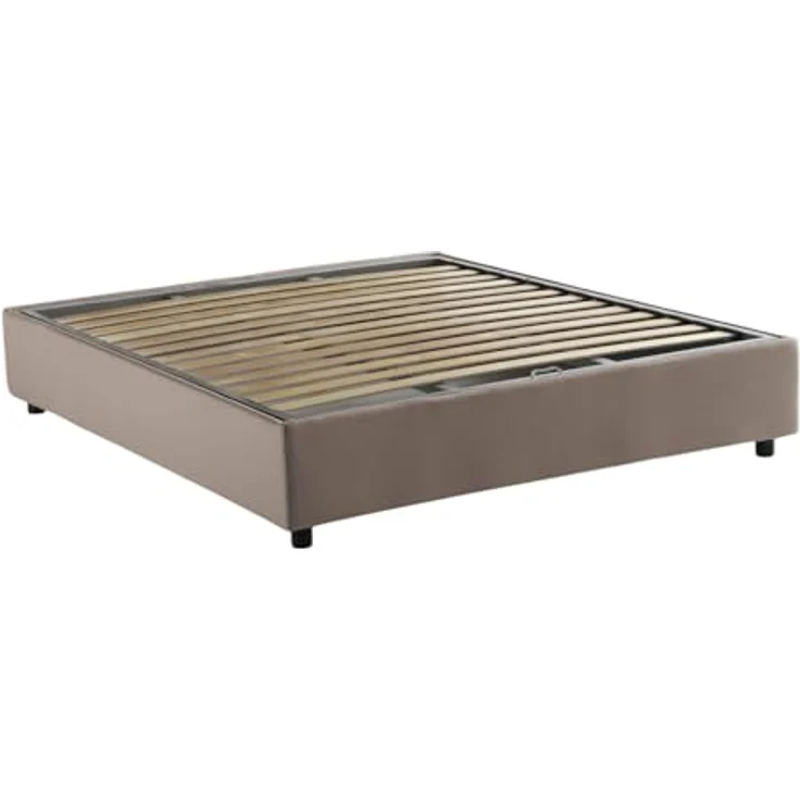 Talamo Italia - Dana Doppelbett, Bettkasten mit Stoffbezug, 100 % Made in Italy, Öffnung vorne, inklusive Matratze 160x190 cm, Taupe – Bild 5