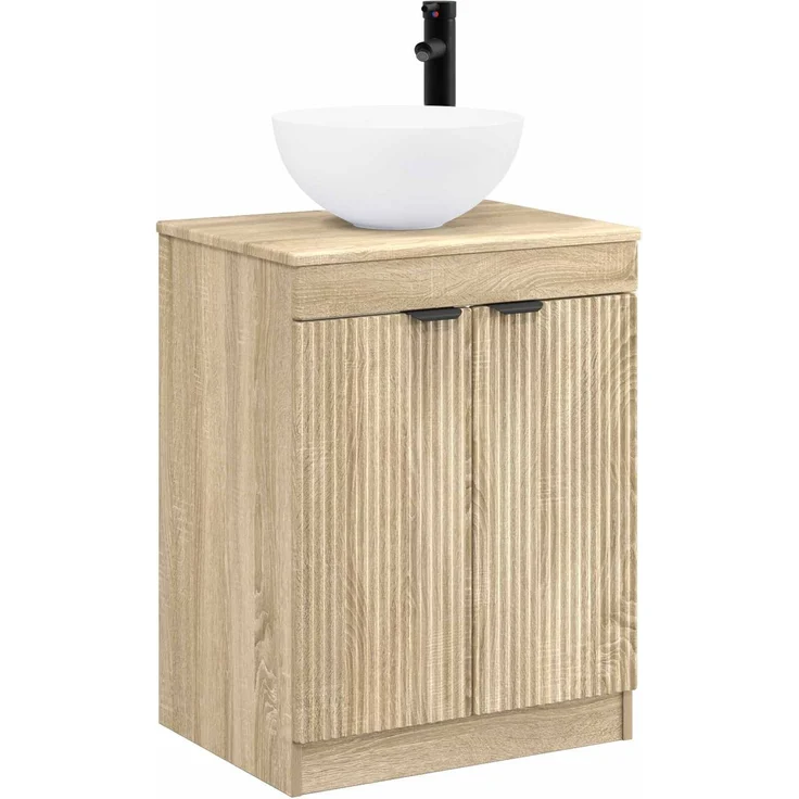 vidaXL Waschbeckenschrank Sonoma-Eiche 54 x 41 x 100 cm Holzwerkstoff 3404206 – Bild 2