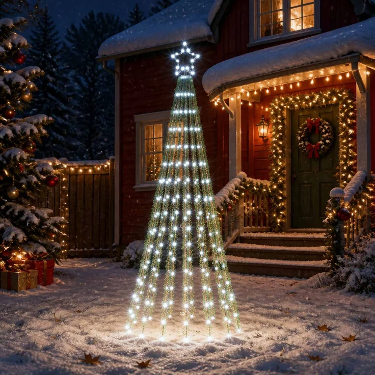 vidaXL LED-Weihnachtsbaum EKENAS 180 cm 255 LEDs Kaltweiß Stahl 42050825 – Bild 1