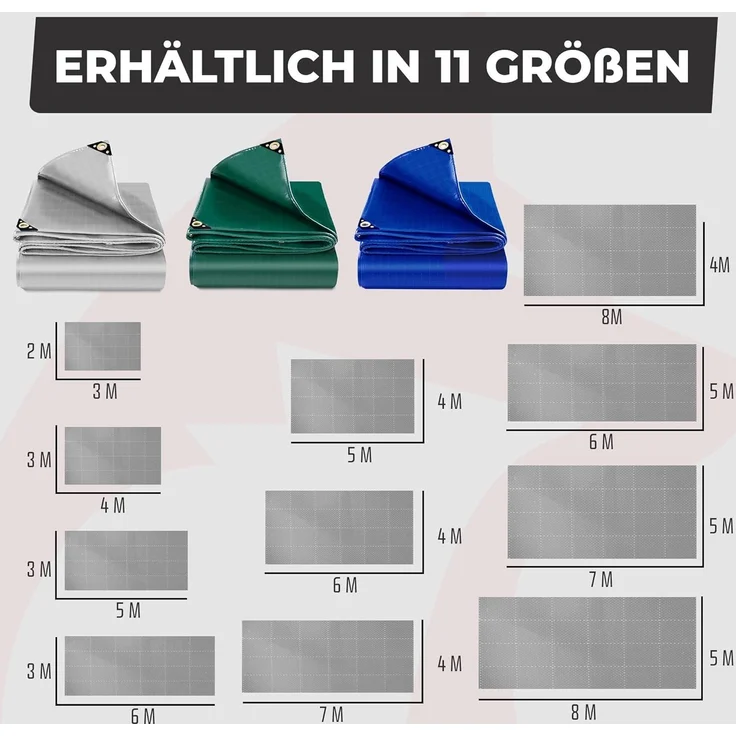 ROTFUCHS Premium Abdeckplane mit Ösen, 700 g/m² PVC RipStop-Gewebe Reißfest & Wasserdicht | Universell für Pool, LKW, Holz Gartenmöbel | Abdeckung, Schutzplane, Gewebeplane, Grau, 300x600 cm – Bild 7