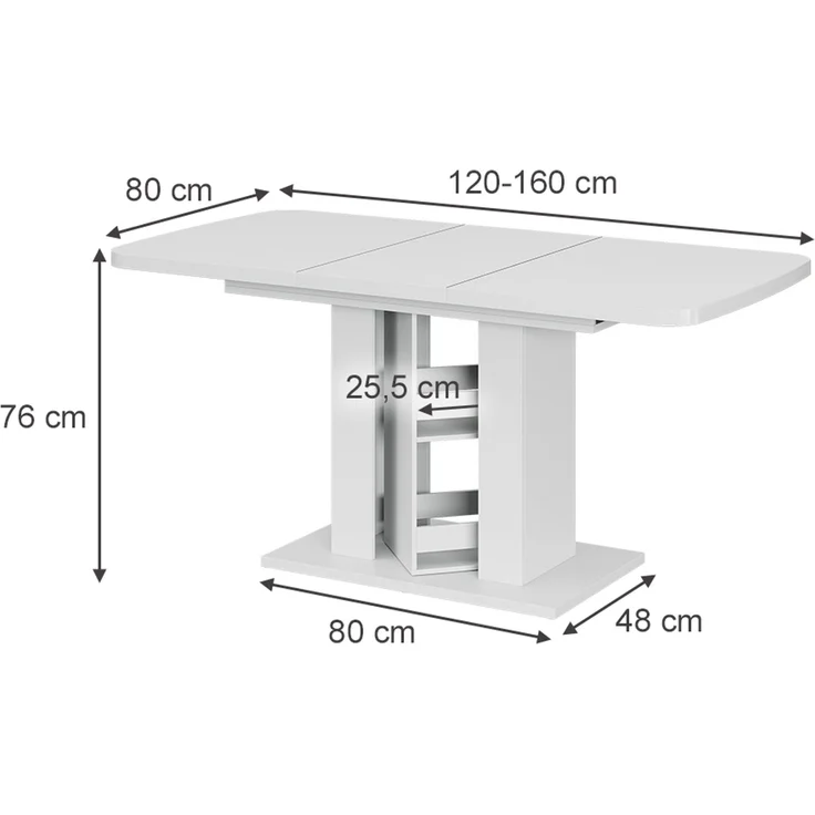 Esstisch Fenaro Weiß 120 x 80 cm Vicco – Bild 2