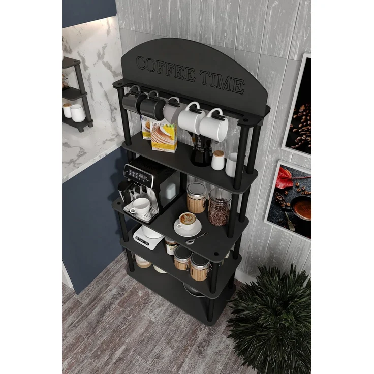 Skye Decor 'Time - Black' Kaffeestation, Schwarz, 69 x 160 x 39 cm – Bild 3