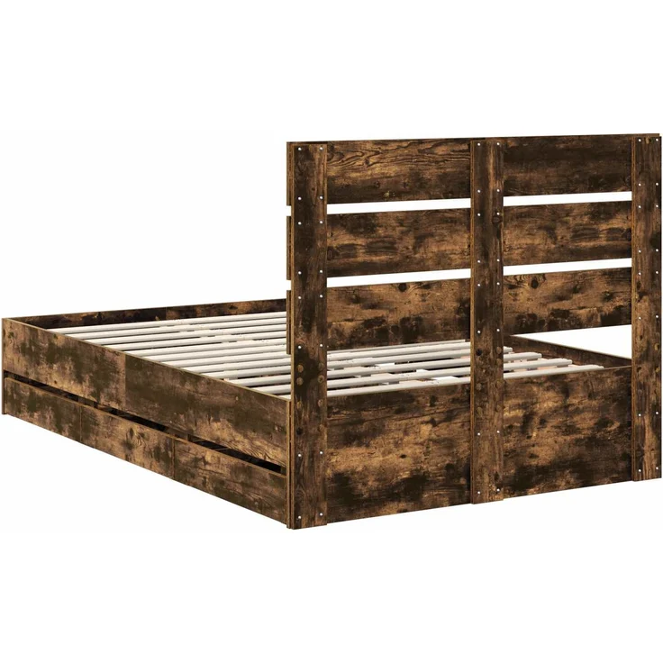 vidaXL Bettrahmen Räuchereiche 135 x 190 cm Ingenieurs Holz 3411841 – Bild 10
