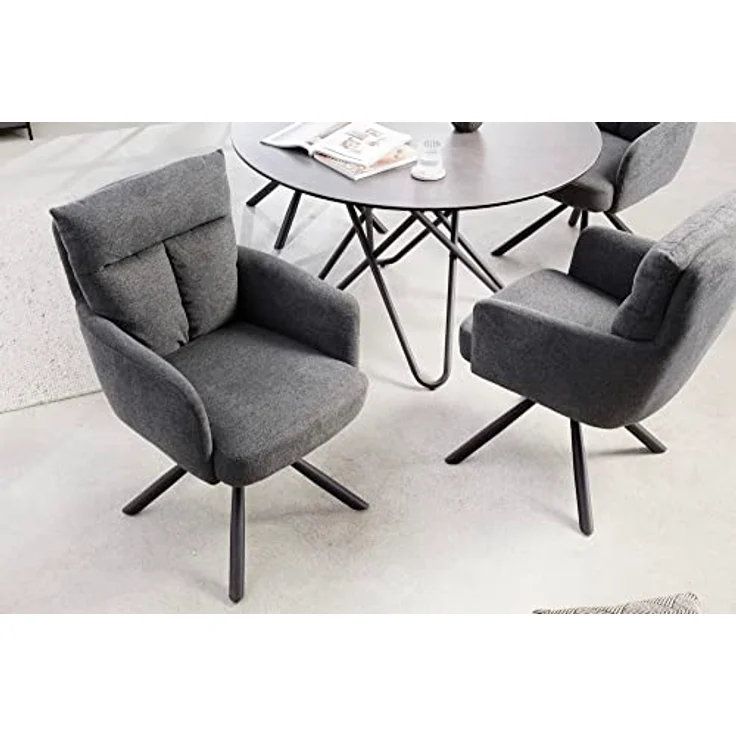 riess-ambiente Polsterstuhl BIG GEORGE grau / schwarz (Einzelartikel, 1 St), Esszimmer · 360° drehbar · mit Armlehne · Retro – Bild 3