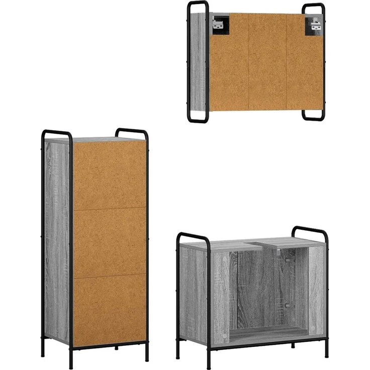 vidaXL Badezimmerschrank-Set 3 stk. Sonoma-Grau 40 x 36 x 109,5 cm 3444522 – Bild 7
