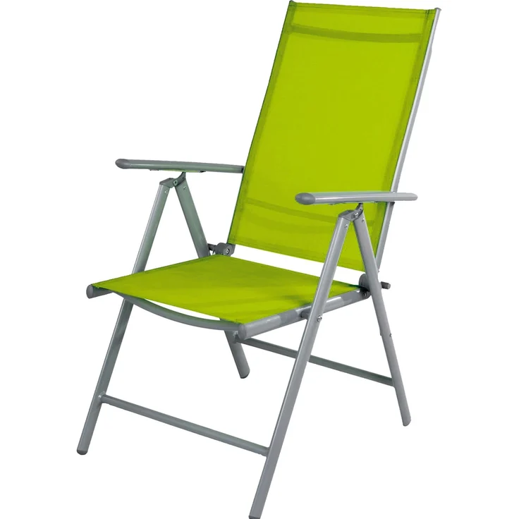 Garten Klappstuhl Gartenstuhl Hochlehner Alu Textilen Silbergrau/Lime – Bild 5