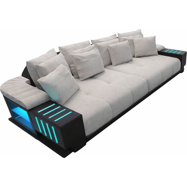 Big Sofa Bellagio im modernen Stoffbezug - Strukturstoff - Macchiato-Schwarz