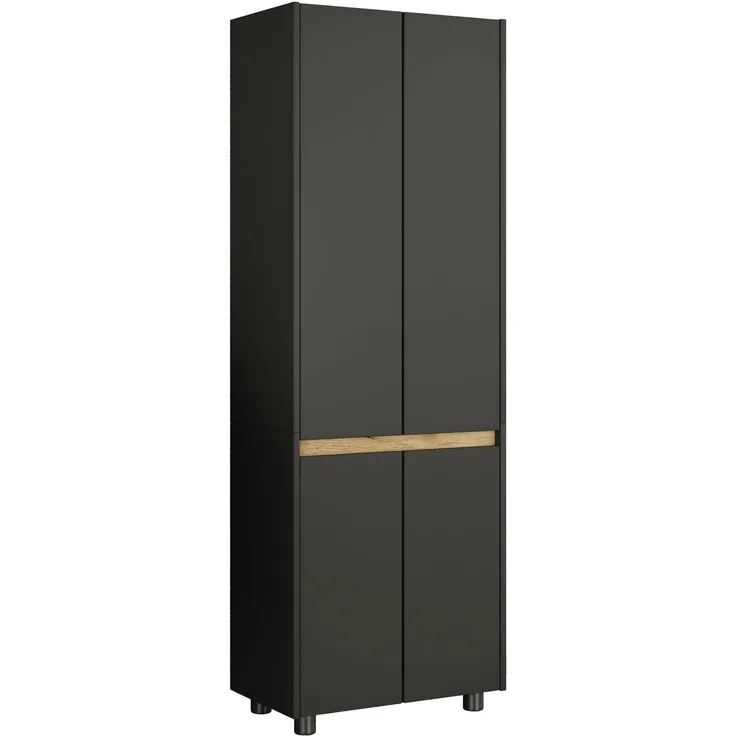 VCM Badmöbel Hochschrank Cosila 922366 Anthrazit / Honig-Eiche H. 165 x B. 57 x T. 33 cm