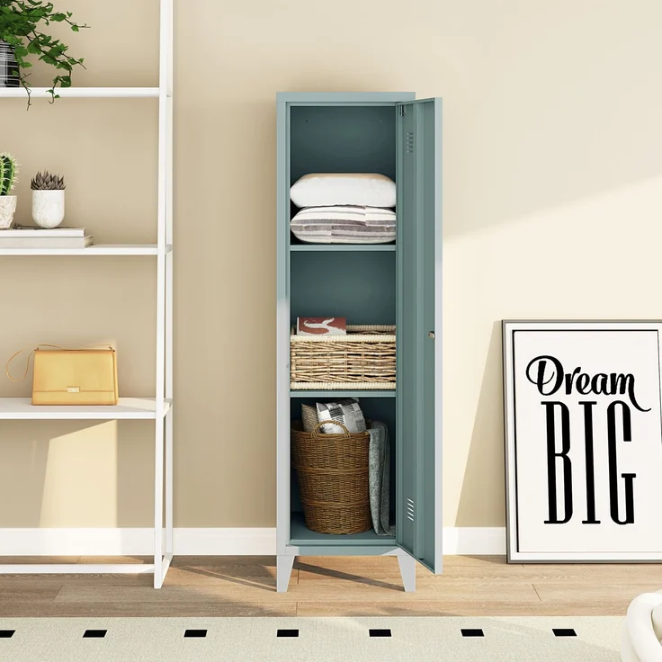Einzelspind Kurikka 137x38x38 cm Graublau [en. casa] – Bild 3
