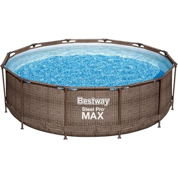 Steel Pro MAX™ Solo Pool ohne Zubehör Ø 366 x 100 cm, Rattan-Optik (Schokobraun), rund – Bild 1