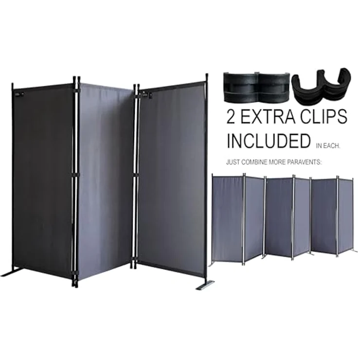 Quick Star Paravent Paravent 3tlg. 170x165cm Grau – Bild 5