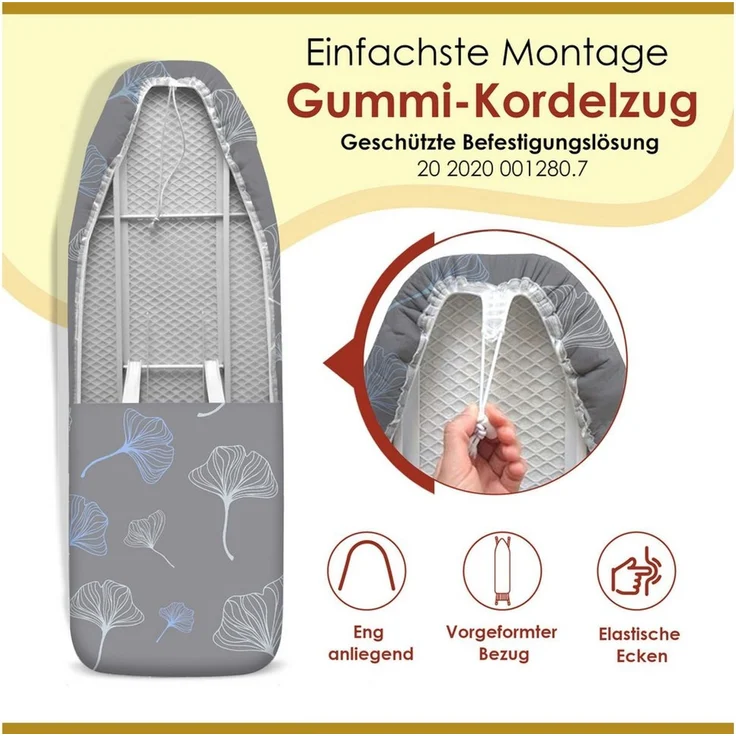 Arteneur Bügelbrettbezug, Made in Germany, OEKOTEX100, Zubehör für alle Bügeltische dank 5 Größen, Vergleichssieger, Hitzereflektierend, Gummizug – Bild 3