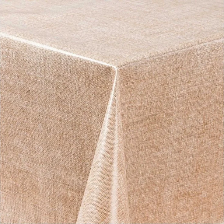 laro Tischdecke Wachstuch-Tischdecken Abwaschbar Leinenoptik. beige rechteckig – Bild 2