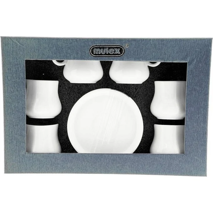 Mulex 12 Teiliges Set Mokkatassen mit Untertasse aus Porzellan Mokkaservice 100 ml Weiß – Bild 3