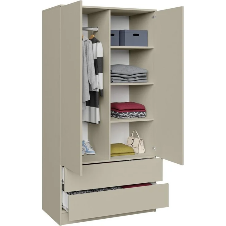 Beautysofa Kleiderschrank Zweitüriger mit Drehtürenschrank LOOK (Breite: 90 cm, Modernes TIP-ON Öffnungssystem (griffloses Öffnen möglich) Erhältlich mit oder ohne Schubladen – Bild 3