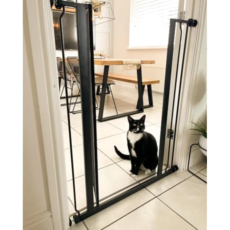 Bettacare Sicherheitsgitter für Kinder und Hunde, Schmal, 68.5cm - 75cm, Mattschwarz, Extra hohes Babygitter von 104cm Höhe, Schmales Druckmontage-Sicherheitsgitter für Treppen – Bild 10