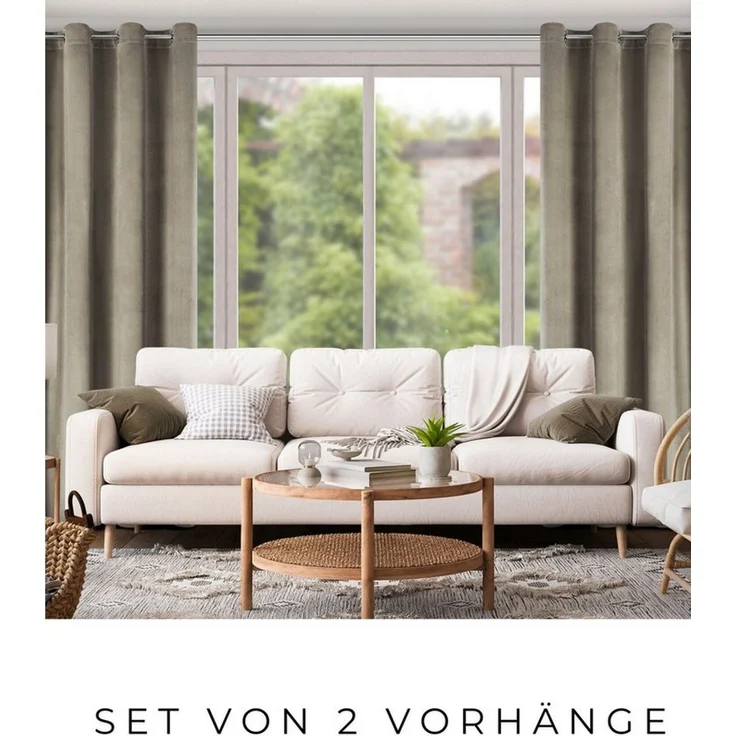 Eurofirany Vorhang VELVET (2 St), Ösen, blickdicht, Samt, 2er-Set Ösenschals aus Velvet, mit mittlerem Verdunkelungsgrad – Bild 3