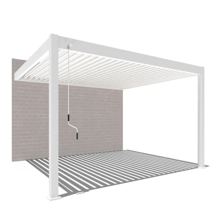 Weide Deluxe | Wand Pergola | Voll Aluminium | 3 x 3,6 M | Lamellendach weiß