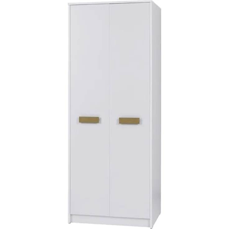 Marmex Möbel Grant Set-S Jugendzimmer-Set 2-teilig mit Kleiderschrank mit Kleiderstange, Kommode mit Schubladen, Jugendzimmer, Wohnzimmer, laminierte Spanplatte, weiß+riviera Eiche, 197,5x195x55 cm – Bild 4