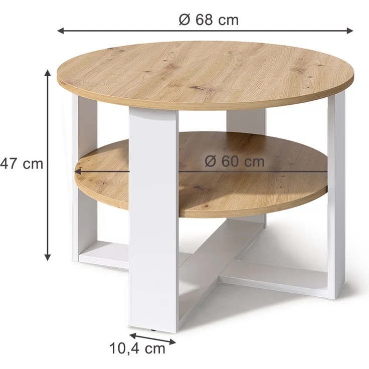 Couchtisch Romeo Weiß/Artisan-Eiche 68 x 68 cm Vicco – Bild 2