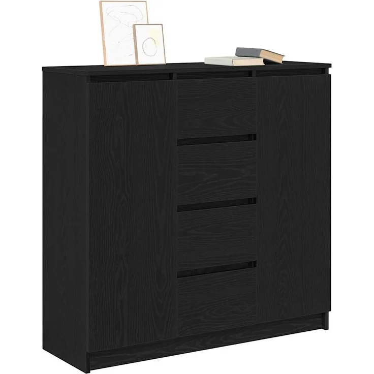 vidaXL Sideboard mit Schubladen Schwarz Eichen-Optik 100,5x35x98,5 cm 3328454 – Bild 3