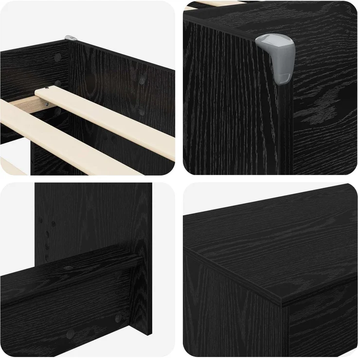 vidaXL Hochbett mit Schreibtisch für Kinder Schwarz Eichen-Optik 3423471 – Bild 6