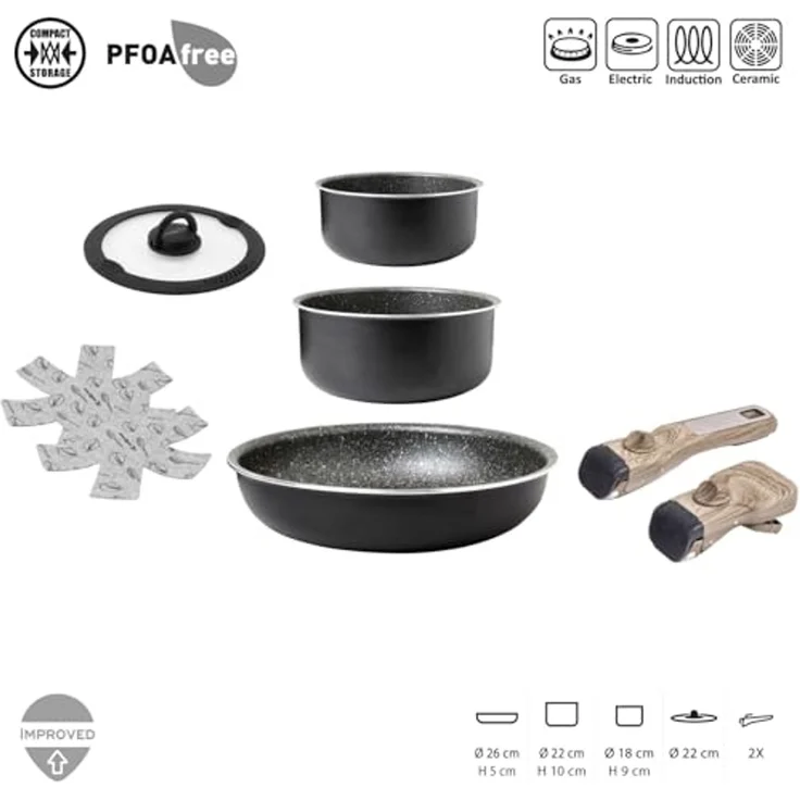 BRUNNER Topf-Set Campinggeschirr Koch Set Pirate Spacemaster, Ø26 cm Outdoor Topf Pfanne – Bild 2