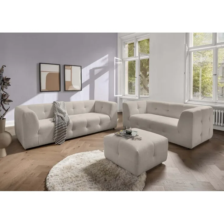 Sofa Set Velice 2,5er+2er+Hocker Benformato | Nero
