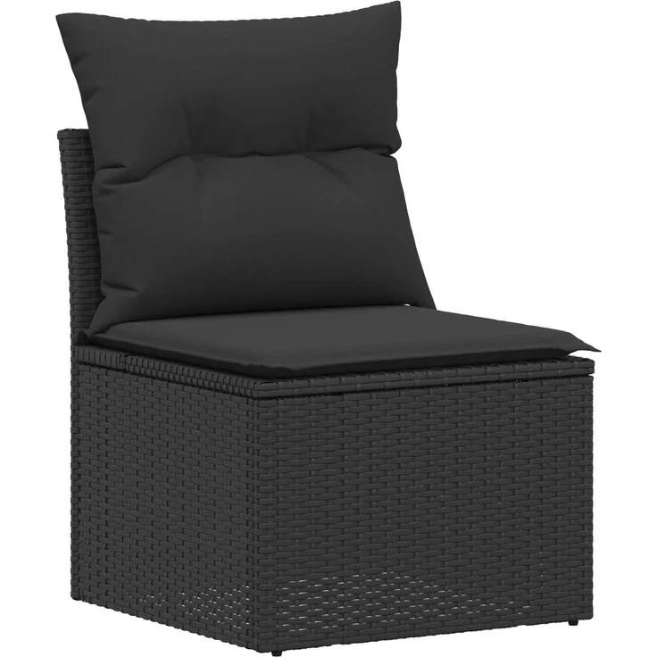 vidaXL Sofa Set 7 stk. Schwarz Polyrattan und Stahl 3448674 – Bild 4