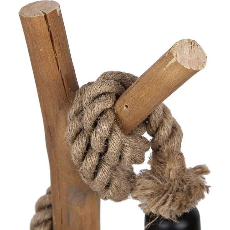Tischleuchte, Eukalyptusholz, Hanfseil, H 40 cm – Bild 5