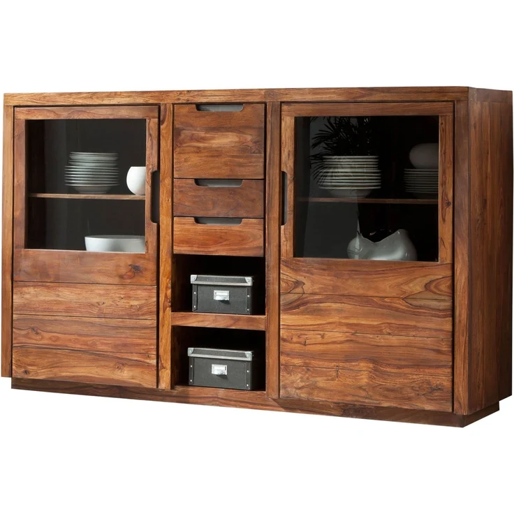 Highboard Sheesham 198x45x125 walnuss lackiert DUKE #113 – Bild 1
