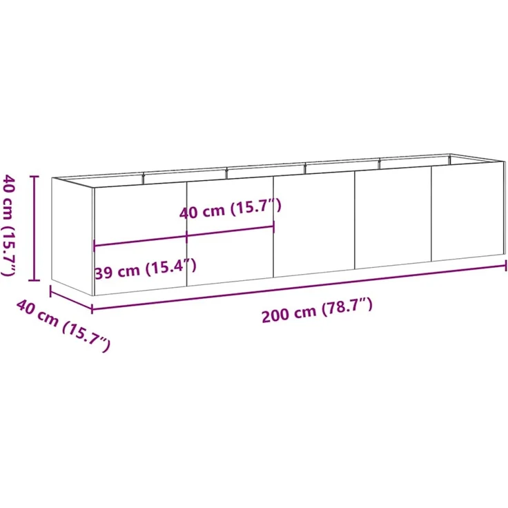 vidaXL Pflanzgefäß Anthrazit 200 x 40 x 40 cm Kaltgewalzter Stahl 860684 – Bild 8