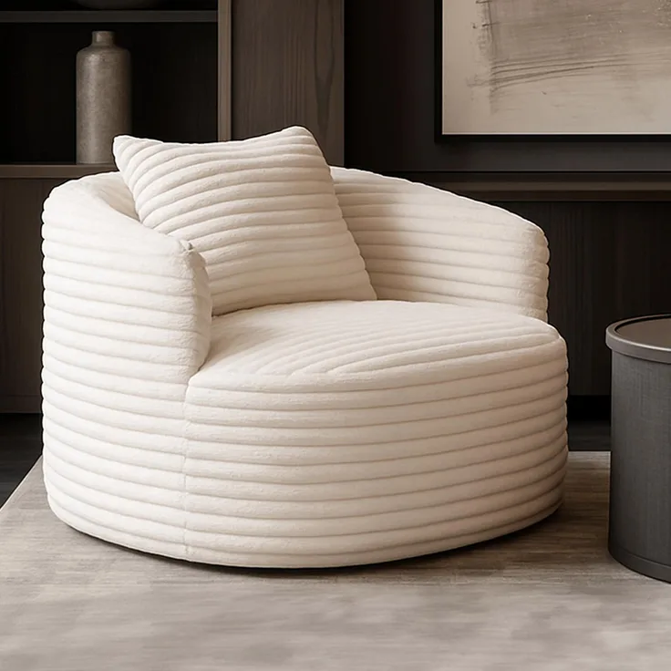 Sessel HWC-P18, Loungesessel Relaxsessel Polstersessel Cocktailsessel, Stoff/Textil Cord (370g/m²) ~ weiß