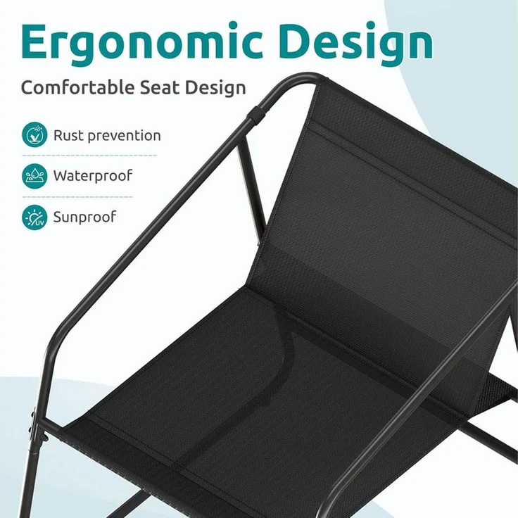 TLGREEN Gartenlounge-Set Gartenmöbel Set 4 Teilig, (Klapptisch und Stühle Set für 4 Personen, Textilene Balkonmöbel mit 2er Sofa, 2 Stühlen & Glastisch), Wetterfeste Outdoor Sitzgruppe für Terrasse Garten – Bild 4