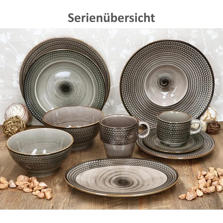 MÄSER Servierplatte Mäser Prospero 6x Platte oval 24,4cmx16,8cm braun Porzellan Relief, Porzellan – Bild 5