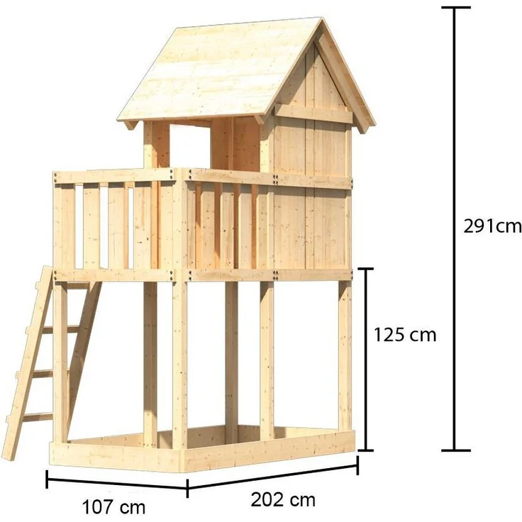 Karibu Kinderspielhaus Frieda Set Aktion2 naturbelassen mit Anbau – Bild 8
