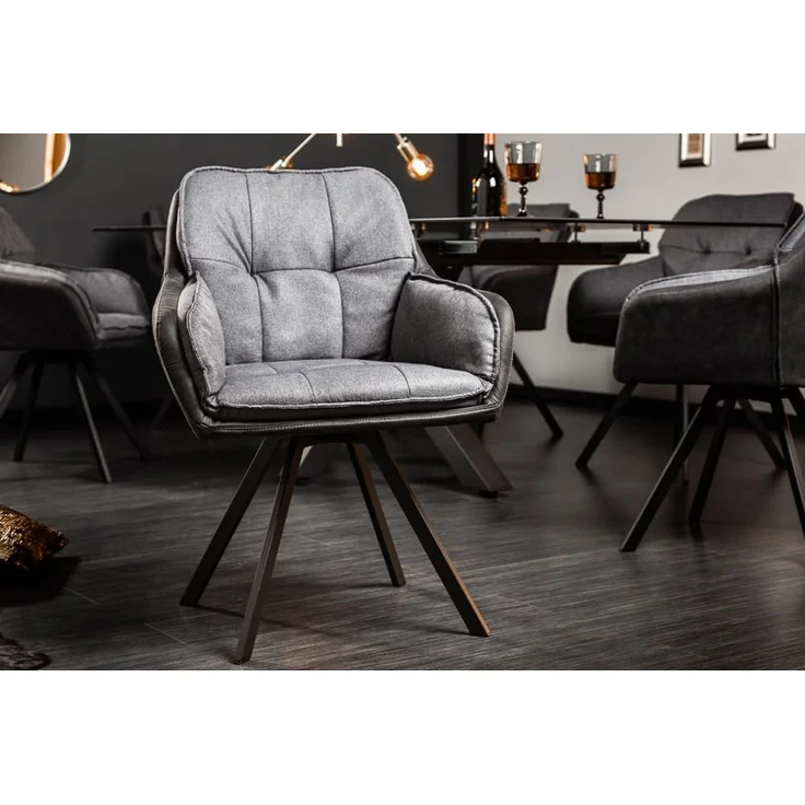 riess-ambiente Armlehnstuhl MR. LOUNGER hellbraun – Microfaser, mit Armlehne, Metall-Beine, 180° drehbar mit Rückholmechanik – ideal für Esszimmer oder Büro – Bild 4