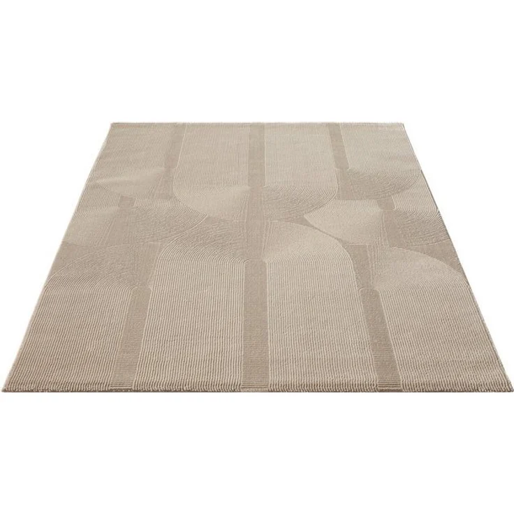 merinos Teppich Sign 1904, rechteckig, Höhe: 12 mm, Hoch Tief Struktur, Geometrisch, 100% recyceltem Polyester, Wohnzimmer – Bild 4