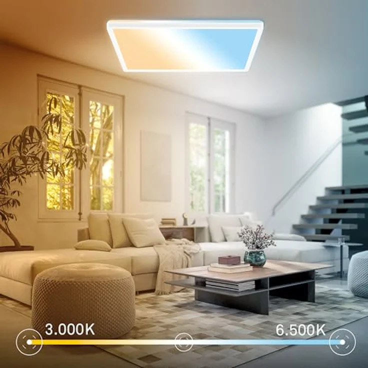 BRILONER - EEK A LED Panel Effizient mit 14W bei 3000lm, ca. 50.000h Licht, flach, CCT, indirektes Licht, LED Lampe, Deckenleuchte, Wohnzimmerlampe, Deckenlampe, Flurlampe, 42 x 42 x 3 cm, Weiß – Bild 7