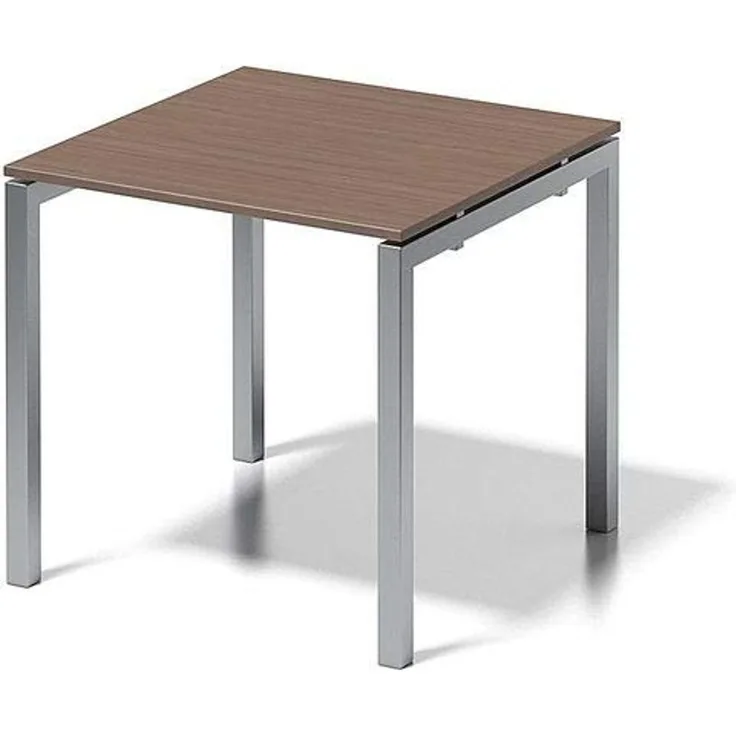 BISLEY Cito Schreibtisch, 740 mm höhenfixes U-Gestell, Metall, Wn355 Dekor Nußbaum, Gestell Silber, 80 x 80 x 74 cm