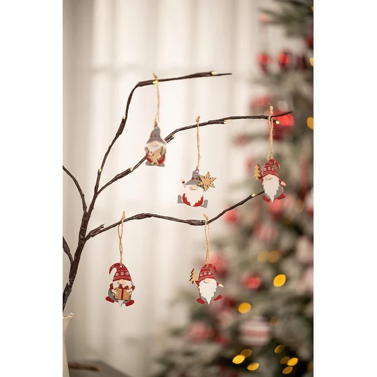 Valery Madelyn Holz Weihnachtsanhänger 24 Stück 6cm rot-weiß.handbemalt – Bild 7