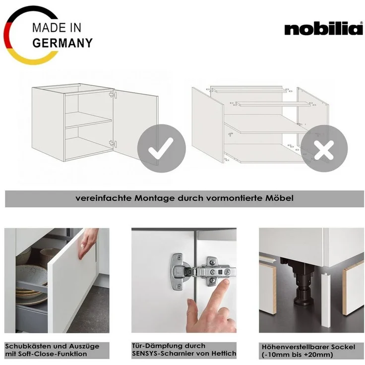 nobilia® Spülenschrank "Laser", Ausrichtung wählbar, vormontiert, in den Breiten 45 und 60 cm, mit höhenverstellbaren Sockelfüßen – Bild 2