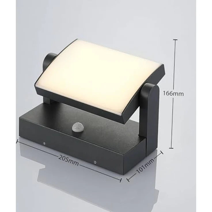 Lindby LED Wandleuchte außen, 340° schwenkbar mit Bewegungsmelder, spritzwassergeschützt IP54, 10,5W, Dunkelgrau – Bild 4