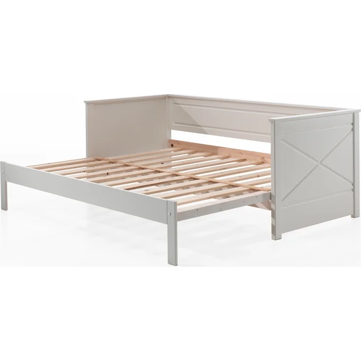 Kojenbett mit Auszug, Liegefläche von 90x200 auf 180x200 erweiterbar, Kiefer mit MDF weiß lackiert