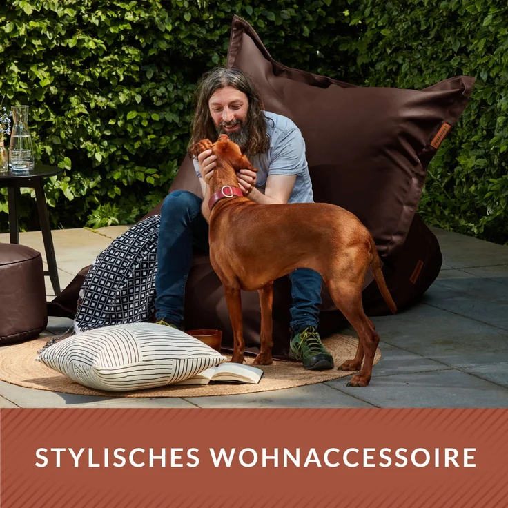 Green Bean® XXL Riesen-Sitzsack aus Kunstleder mit EPS Perlen Füllung - 140 x 180 cm 380 Liter - Bean Bag - - Dunkelbraun – Bild 8