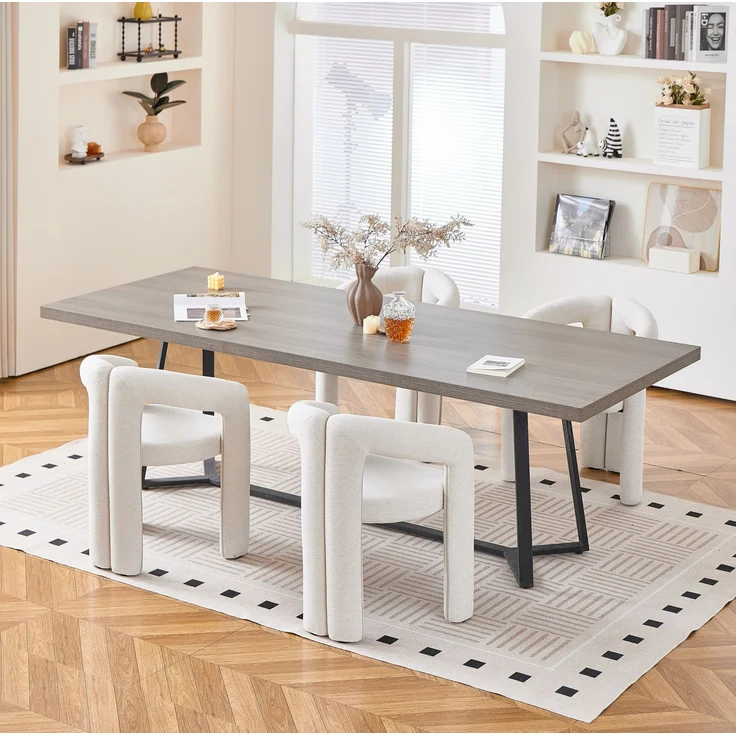 Esszimmerstuhl 4er-Set 62×52×75 cm in Beige mit Chenille-Bezug und Armlehnen – Bild 3