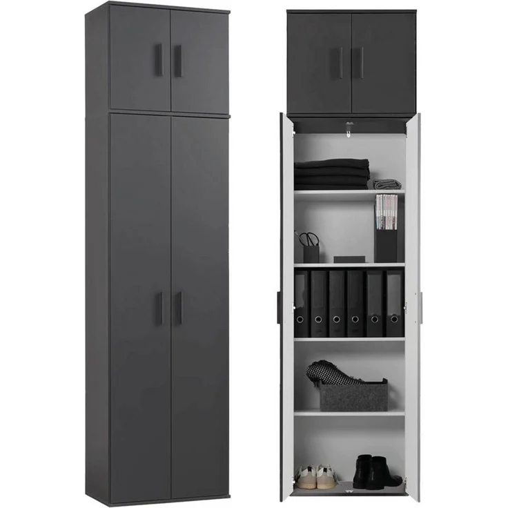 mokebo Mehrzweckschrank Der Extralange Schuhschrank, Aktenschrank, Flurschrank, Aufbewarhungsschrank schwarz – Bild 5