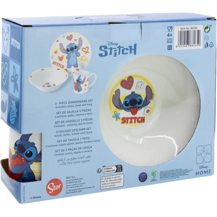 Geschirrset Tasse, Schüssel u. Teller für Kinder verschiedene Motive 3 tlg. Stitch – Bild 2